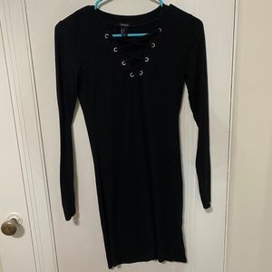 Black lace up dress